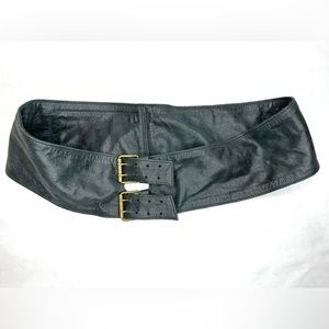 Anja Flint grey double buckle wallet belt